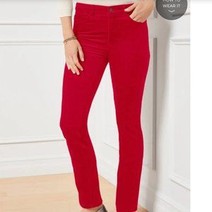 Talbots Flawless High-Waist Straight-Leg red velveteen pants, size 6 NWT